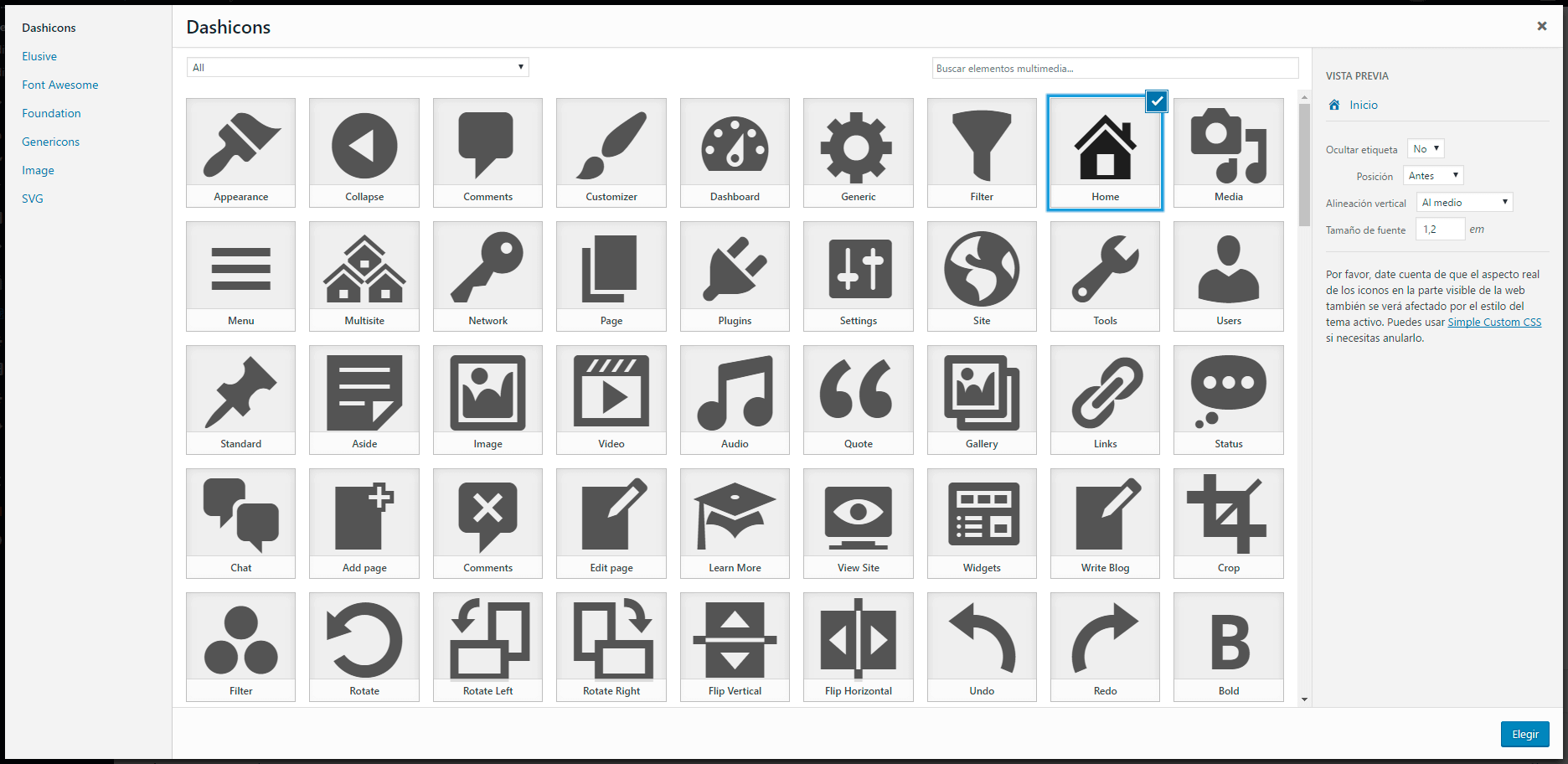 Iconos para WordPress qué son y