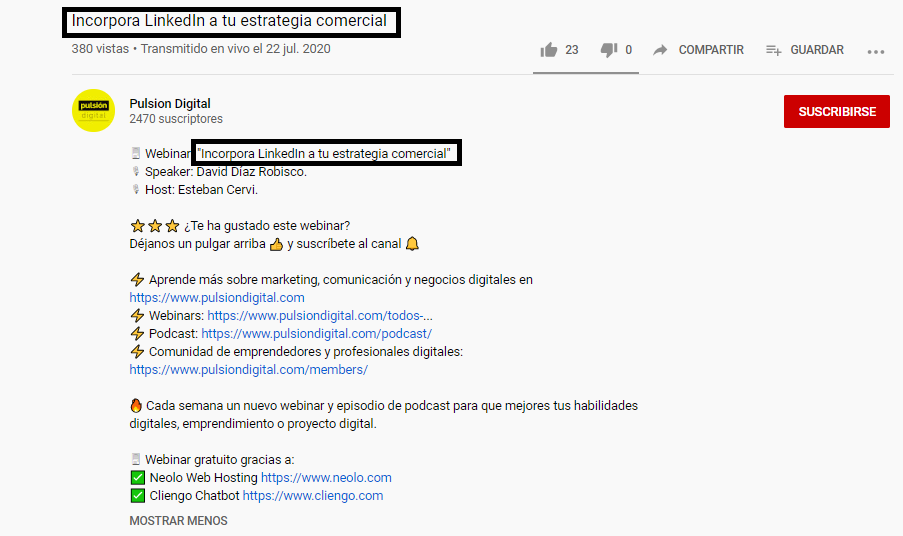 Cómo hacer las descripciones de YouTube: Tips y ejemplos - Neolo Blog