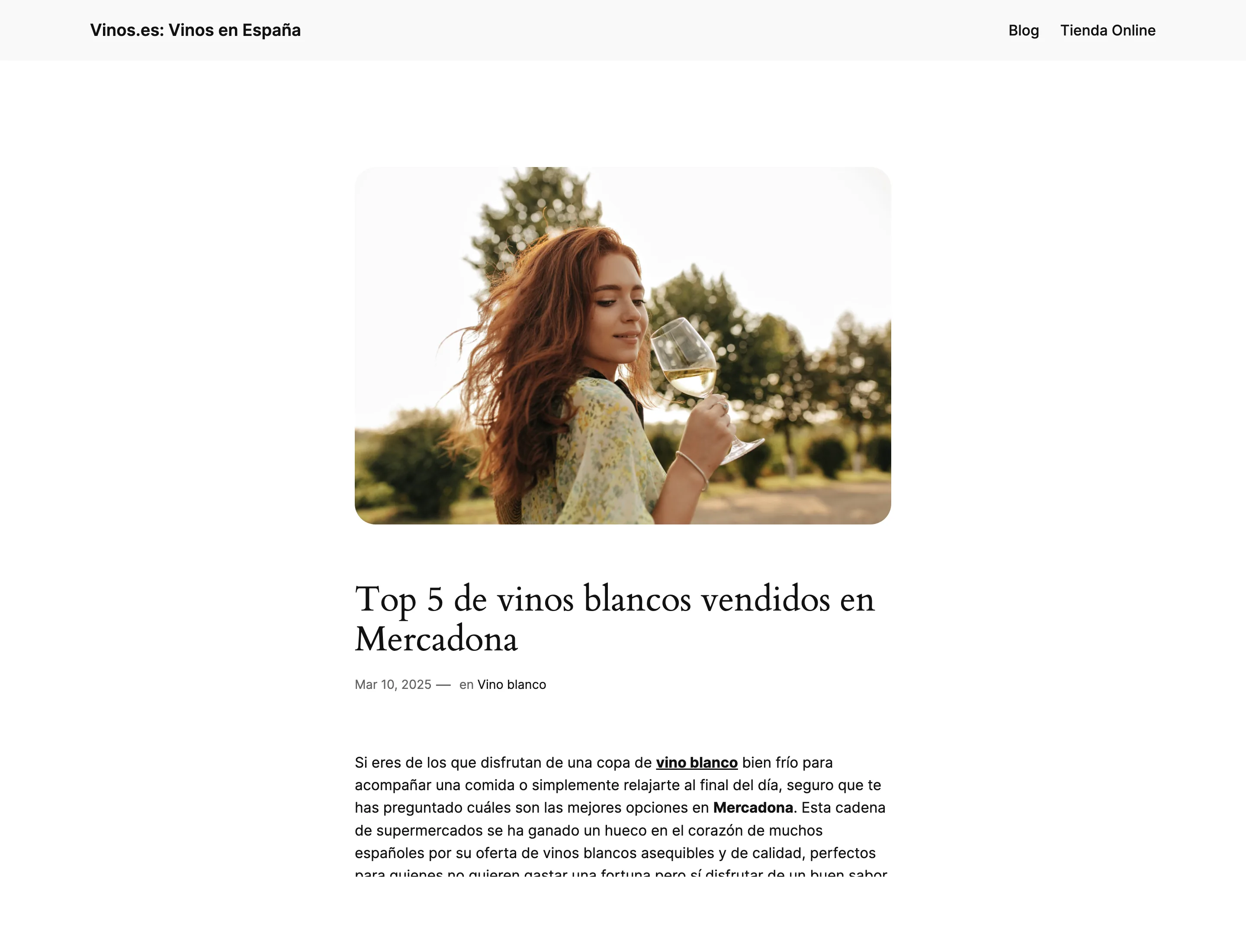 Artículo de Vinos.es sobre los vinos blancos más vendidos en Mercadona