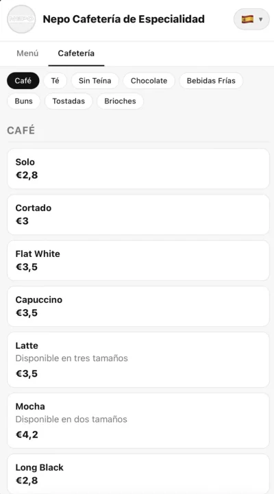 Ecco come appare il tuo menu QR sul cellulare del cliente